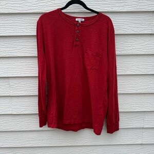 Gustin Men's Red Long-Sleeve Henley Shirt size XL